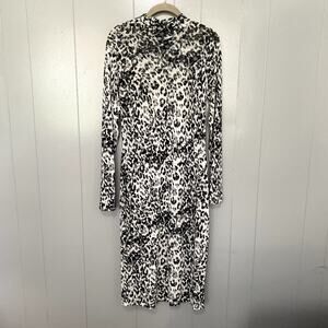 T.D.C. Gray Animal Print Sheer Mesh Mock Neck Mobwife Bodycon Midi Dress XL